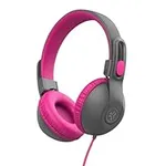 JLab JBuddies Studio 2 On-Ear Kids Wired Headphones, Grey/Pink, Toddler Headphones, Share Mode, Kid Safe, Studio Volume Safe, Volume Limiter, Folding, Adjustable, Noise Isolation, with Mic