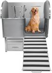 Professional Dog Grooming Tub, 50 in Stainless Steel Dog Wash Station With Foldable Ramp, Storage Drawer, Floor Grate & Faucet/Dog Bathtub for Large, Medium & Small Pets - Right Door (50 in )