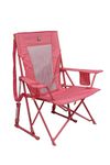 GCI Outdoor Comfort Pro Rocker Camping Chair | Portable Folding Rocking Chair with Durable Armrests & Drink Holder — Blush