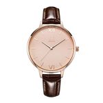 SHENGKE Women Watches Leather Band Quartz Watches Dress Girls Ladies Wristwatch Brown