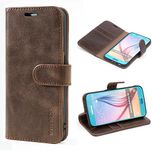 Mulbess Galaxy S6 Protective Cover, Magnetic Closure RFID Blocking Luxury Flip Folio Leather Wallet Phone Case with Card Slots and Kickstand for Samsung Galaxy S6, Coffee Brown