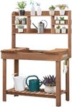 Yaheetech Potting Bench Table Horticulture Germination Table & Outdoor Garden Work Bench Platform w/Display Rack/Storage Shelf/Hanger/Thoughtful Sink Brown