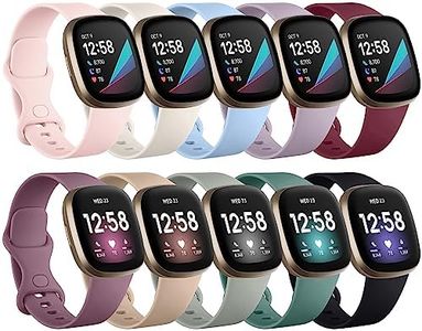 Charlam 10 Pack Bracelets compatibles avec Bracelet Fitbit Versa 4/ Versa 3/ Bracelet Fitbit Sense/Sense 2, Bandes de Sport en Silicone de Remplacement pour Femmes Hommes, Petits, Lumière