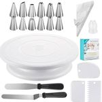 69 PCS Cake Decorating Kit, Baking Supplies - 12'' Cake Stand Turntable with 50 Piping Bags & 12 Piping Tips & Coupler & 2 Spatula& 3 Scrapers