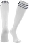 TCK Elite Finale 3 Stripe Soccer Socks (White/Navy, Large)
