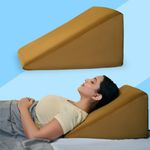 CareFoam Memory Foam Wedge Pillow for Neck & Back Pain Relief (Wedge Pillow, Golden)