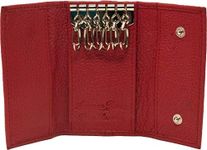 Ashford Ridge Real Leather Key Case Holder Card Wallet in Red