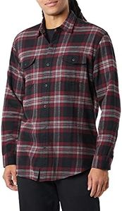 Amazon Essentials Men's Regular-Fit Long-Sleeve Two-Pocket Flannel Shirt, Black Burgundy Plaid, X-Large