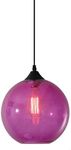 S-Cevada Simple Glass Ball Pendant Light, Industrial Vintage E27 Loft Bar Ceiling Hanging Lamp, 1-Light Mini Globe Chandelier for Kitchen Dining Room Bedroom (Purple)