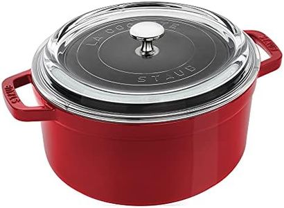 Staub Cast Iron 4-qt Round Cocotte with Glass Lid - Cherry