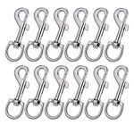 12 Pcs Swivel Snap Hooks, Hanlongyu Metal Heavy Duty Dog Leash Clasp Stainless Steel, Multipurpose Keychain Clip Spring Pet Buckle for Linking Dog Leash Collar, Dog Chain, Crafts Project