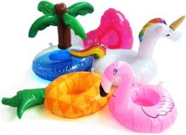 Inflatable Raft for Elf, 5 pcs Naughty Elf Accessories Props, Funny Inflatable Cup Holders for Hot Tub, Floating Drinks Holder with Inflatable Repair Patches, Flamingo Unicorn Drink Holder for Pool