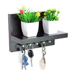 ADA Handicraft® A Trendy Luxury Decorative Premium MDF Wooden Hand Crafted 5 Hook Key Holder with Shelf -Dark Brown