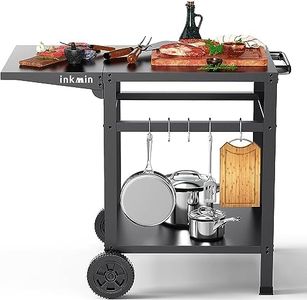 inkmin Pizza Oven Cart Table Outdoor Grill Cart Double-Shelf Movable BBQ Grill Table Stand Stainless Kitchen Food Prep Trolley Worktable Commercial Multifunctional Portable Dining Cart (Double-Deck)