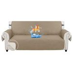 MAXIJIN Sofa Covers Waterproof Sofa Slipcovers Non-Slip 4 Seater Sofa Protectors with Elastic Straps Reversible Universal Couch Covers for Dogs, Pets, kids (Khaki, 4 Seater)
