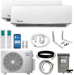 Klimaire 2-Zone 21 SEER2 Wall Mounted Ductless Mini-Split 18,000 BTU Heat Pump Air Conditioner with All-Inclusive Installation Kits (12,000 + 12,000 BTU)