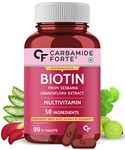 Carbamide Forte Biotin Supplement with 50 Multivitamin Ingredients for Women & Men - 90 Veg Tablets