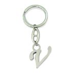 AUGEN Stainless Steel Alphabet Letter V Keychain Metal Initials For Car & Bike Gifting With Key Ring Anti-Rust (Pack Of 1) - 2