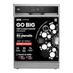 IFB 15 Place Settings with DeepClean® Technology Freestanding Dishwasher (Neptune VX15, Dark Silver, 70° Hot Water Wash with Hygienic Steam Drying, Perfect for Indian Utensils)
