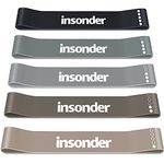 Insonder Resistance Band Women Set of 5 - Exercise Bands Resistance for Women or Men - Stretch Bands for Exercise - Elastic Bands Gym & Pilates Band - Stretching Booty Bands - Fitness, Workout, Physio