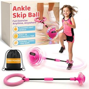 Ankle Skip Ball for Kids, Sports Fitness Skip It Toy with 3 Modes, Colorful Flash Wheel Swing Ball Foldable, LED Digital Counter, No Charging Needed, Fun Birthday Gift for Kids & Girls Age 5-10 Years