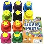 Copper Top - 10PCS Colour Interlocking Finger Paint with Fun Stamps – Nontoxic Washable Paints - Safe Finger Paints Kit for Kids Toddlers Babies Adults Gift Set