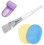 Winkelen Face Pack Brush and Face Cleaning Sponge Non-Slip Spa Headband Combo Facial Mask Brush Set for Men's and Women's, Face Brush With Headband & Sponges (Multi-Color)(Brush, Belt and 2 Sponge)