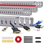 Cable Trunking Raceway Kit, Open Slot Wire Trunking for TV Cables, Cable Concealer Cable Tray 62.8 inch (4 x 15.7") Under Desk Organizer Cable Management Trunking (4Pack)