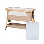 Silver Cross - Lunar Bedside Crib with Travel Bag & Crib Sheets (Twin Pack) - Next to me Crib From Birth to Approx. 6 months (9kg) - Drop Down Panel For Safe Side by Side Sleeping - 7 Height Positions