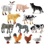 BEHAHAI 12pcs Farm Animal Figures Toys, Mini Plastic Farm Animals Figures Realistic Farmyard Animal Figurines Barn Animal Toys Solid Farm Animals Action Figures Educational Playset for Tollders Kids