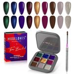 modelones Fall Gel Nail Polish Set from BELLE GAGA™ 9 Colors Emerald Green Brown Solid Gel Polish Red Blue Gold Glitter Pudding Gel Upgraded Crème Manicure Palette Soak Off LED Nail Art Kit Salon DIY, with Pro Brush