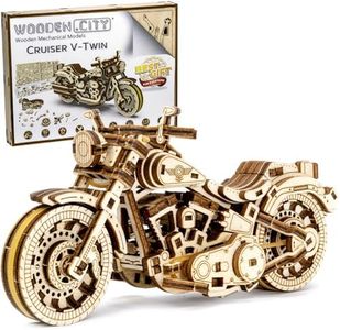 WOODEN.CITY Cruiser V-Twin 3D Motorcycle Puzzle for Adults - Wooden Model to Build - Interactive Wooden Puzzle Motorcycle Kit