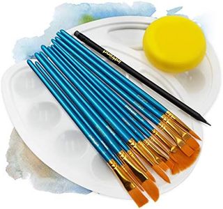 int!rend Brush Set 16-Piece - 12 Pinceles de Pintura Premium 2 Paletas de Mezcla 1 Esponja 1 Lápiz - Set Artist Brush for Acrylic Paints Watercolor Oil Paints - Accesorios Painting & School