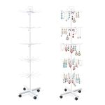 YEOOE Retail Display Racks 5 Tier Spinning Display Stand, Movable Shop Spinner Rack with Hooks, Retail Display Stand for Jewelry Keyring Hats Socks Toys (White)