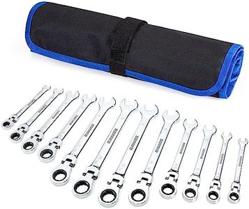 SORAKO Llaves Fijas con Carraca 8-19mm, 12Pcs Llave de Carraca con Bolsa Enrollable, llaves Combinadas Juego de llaves, Adecuado para reparación de automóviles, mantenimiento industrial