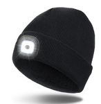 Hatlight Unisex LED Beanie,USB Rechargeable Winter Flashlight,Christmas Beanie with a Light for Men Black