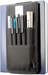 Pen Holder, Pencil Holder, Pen Sleeve Case for Hard Cover Notebooks, Books, Journals, Hold 5 Pens or 10 Pencils, Hold 6 Inch Ruler, Durable Fabrics, Detachable, Elastic Band. Black.