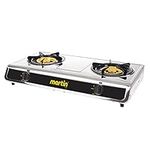 MARTIN Propane Hot Plate | Double Cast Iron Burner Perfect for Camping, Cookout, Emergency | Stainless Steel Plate | Adjustable Heat | Commercial Grade | CSA certification | Camping Stove 25,600 BTU