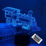 Train Night Light, 3D Illusion Lamp for Kids, 16 Colors Changing with Remote Control Dim Function, Creative Birthday Xmas Gifts for Kids Boys Bedroom Decor …