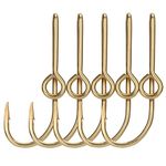 THKFISH Fishing Hooks Hat Pins for Fishing Hat Hook Clip Gold Fish Hook Hat Clip Fish Hooks for Hat 5PCS Gold