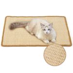 FUKUMARU Cat Scratcher Mat, 60 X 40 cm Natural Sisal Cat Scratch Mats, Horizontal Cat Floor Scratching Pad Rug, Protect Couch and Carpets (NO TAPE)