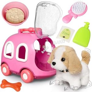Dog Toys for Kids Girls, Barking Walking Dog Toy Puppy Pet Care Playset with Carrier and Accessories