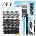 KevKev Lash Extension Kit 300Pcs Lash Clusters Kit Individual Lashes Kit DIY Eyelash Extension Kit with Lash Bond and Seal Lash Applicator Wispy Lashes Look Like Extensions (20D+40D+50D, D-9-16mix)