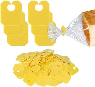 Reusable Plastic Bread Clips Keep Your Food Fresh，Also usable as Cable Management Labels - 7/8 x 1 inches - 100 Pieces (Yellow)