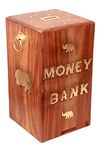 SHAPAR GOODS® Extra Big/ Extra Large SHEESHAM Wood Money Bank/ Piggy Bank/ Coin Box with Lock/ Size 10 INCHES x 6 INCHES x 6 INCHES (Rectangular Shaped)
