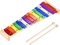 Xylophone Glockenspiel Wood,15 Tones Wood Colorful Xylophone,Xylophone with 2 mallet,Colorful Xylophone for Children,Wooden Xylophone for Children,Musical Instrument for Girls and Boys From 3 Years