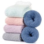 VoJoPi Fuzzy Socks for Women, 5 Pairs Soft and Warm Fluffy Winter Socks Bed Socks Cozy Sleeping Socks, Gifts Christmas Socks, Size 5-10