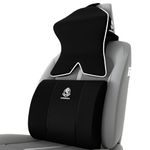 MRRON PROTECH Lumber Series Memory Foam Neck Rest & Extra Lumbar Support for Car or Office Chair- Memory Foam Back Cushion Support Relive Pain During Along Sitting Hours with Neckrest (Black)