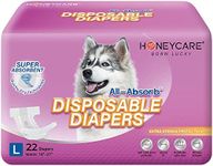 Honey Care All-Absorb Disposable Female Dog Diapers L Size, Improved Bigger Size, 22 Count, Super Absorbent, Breathable, Wetness Indicator, Packaging May Vary