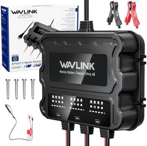 WAVLINK 3 Bank 15A Marine Battery Charger 12V IP68 Onboard Battery Charger
